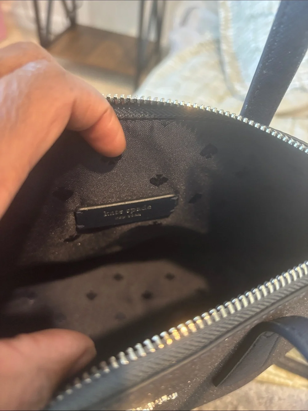 kate spade Gunmetal Glitter Small Shoulder Tote